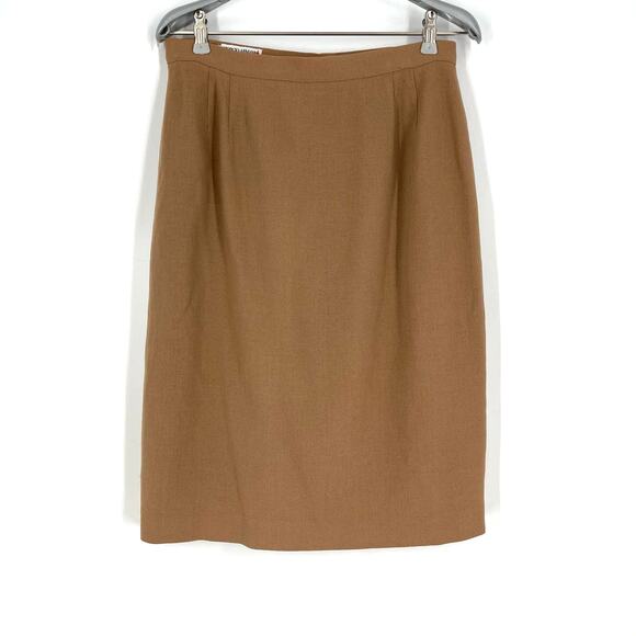 Giorgio Armani 100% Wool Brown Pencil Skirt Size 12 Made In Italy - Picture 1 of 9